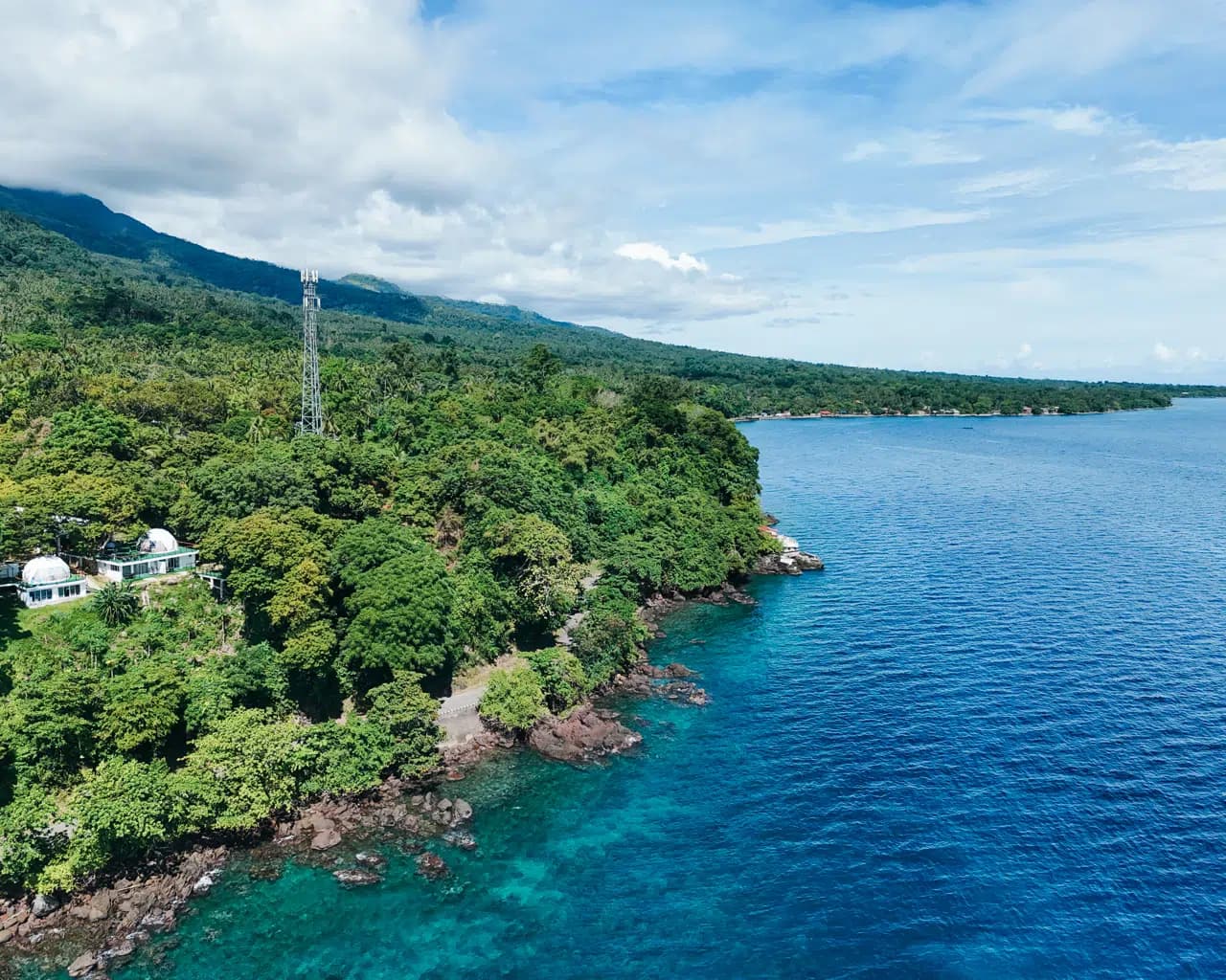 Aerial view of Txaleta de Camiguin and the coastline